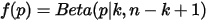 f(p)=Beta(p|k,n-k+1)