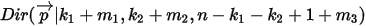 Dir(\overrightarrow{p}|k_1+m_1,k_2+m_2,n-k_1-k_2+1+m_3)