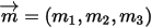 \overrightarrow{m}=(m_1,m_2,m_3)