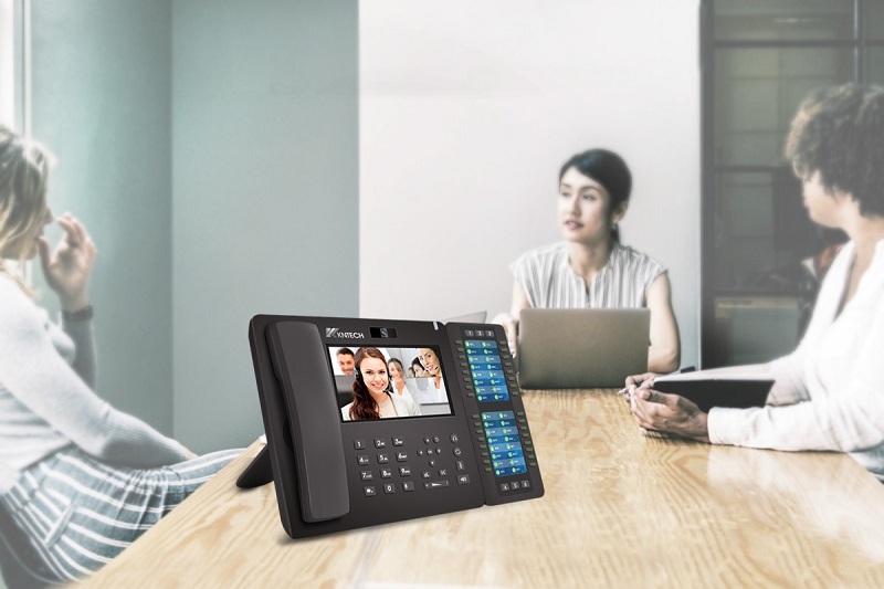 the video telephone in the office desk